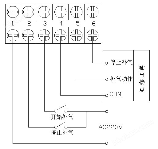 自動(dòng)補(bǔ)氣裝置（QZB型）接線圖 AC220V