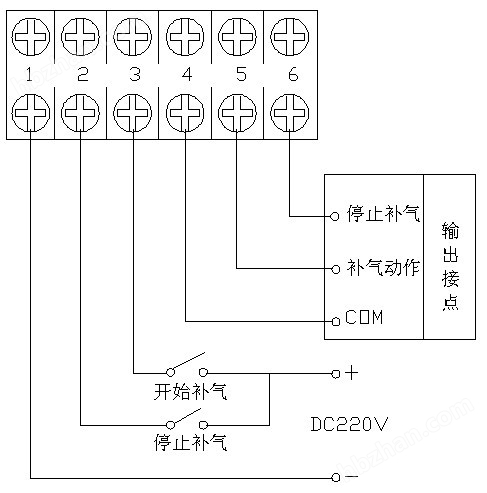 自動(dòng)補(bǔ)氣裝置（QZB型）接線圖 DC220V