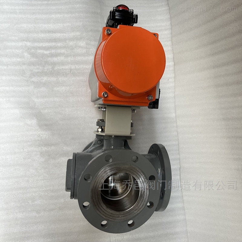 Q645F<strong><strong>气动T型三通法兰球阀</strong></strong>