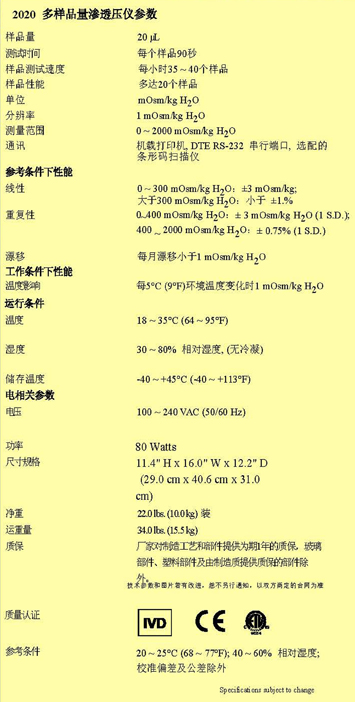 ADVANCED 2020单祥品量渗透压仪参数